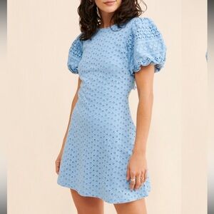 Free People Light Blue Puff Sleeve Dress